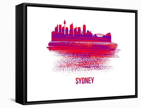 Sydney Skyline Brush Stroke - Red-NaxArt-Framed Stretched Canvas