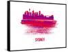 Sydney Skyline Brush Stroke - Red-NaxArt-Framed Stretched Canvas