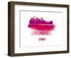 Sydney Skyline Brush Stroke - Red-NaxArt-Framed Art Print