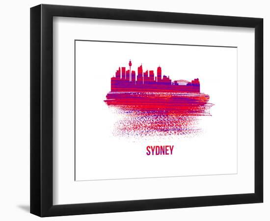 Sydney Skyline Brush Stroke - Red-NaxArt-Framed Art Print