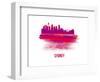 Sydney Skyline Brush Stroke - Red-NaxArt-Framed Art Print