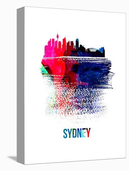 Sydney Skyline Brush Stroke - Watercolor-NaxArt-Stretched Canvas