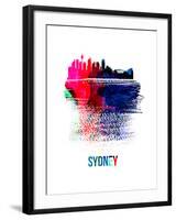 Sydney Skyline Brush Stroke - Watercolor-NaxArt-Framed Art Print