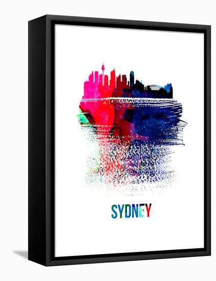 Sydney Skyline Brush Stroke - Watercolor-NaxArt-Framed Stretched Canvas