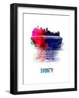 Sydney Skyline Brush Stroke - Watercolor-NaxArt-Framed Art Print