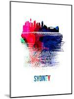 Sydney Skyline Brush Stroke - Watercolor-NaxArt-Mounted Art Print