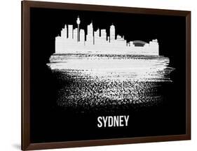 Sydney Skyline Brush Stroke - White-NaxArt-Framed Art Print