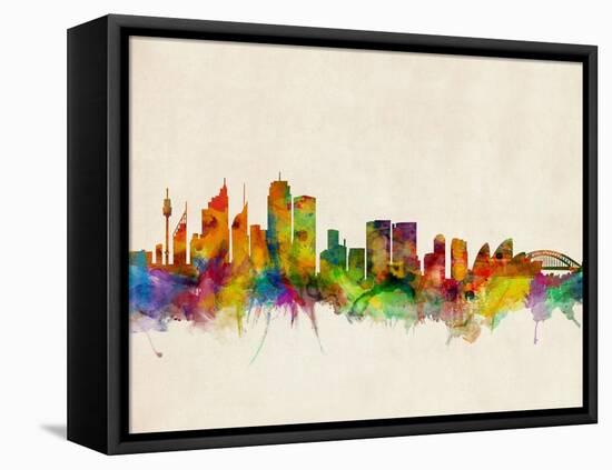 Sydney Skyline-Michael Tompsett-Framed Stretched Canvas