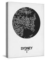 Sydney Street Map Black on White-NaxArt-Stretched Canvas