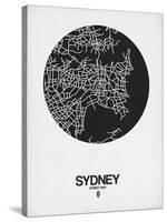 Sydney Street Map Black on White-NaxArt-Stretched Canvas