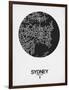 Sydney Street Map Black on White-NaxArt-Framed Art Print