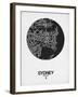 Sydney Street Map Black on White-NaxArt-Framed Art Print