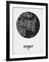 Sydney Street Map Black on White-NaxArt-Framed Art Print