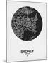 Sydney Street Map Black on White-NaxArt-Mounted Art Print