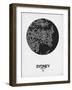 Sydney Street Map Black on White-NaxArt-Framed Art Print