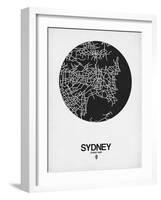 Sydney Street Map Black on White-NaxArt-Framed Art Print