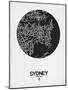 Sydney Street Map Black on White-NaxArt-Mounted Art Print