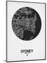 Sydney Street Map Black on White-NaxArt-Mounted Art Print