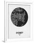 Sydney Street Map Black on White-NaxArt-Framed Art Print