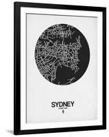 Sydney Street Map Black on White-NaxArt-Framed Art Print