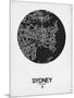Sydney Street Map Black on White-NaxArt-Mounted Art Print