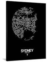 Sydney Street Map Black-NaxArt-Stretched Canvas