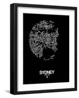 Sydney Street Map Black-NaxArt-Framed Art Print