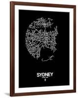 Sydney Street Map Black-NaxArt-Framed Art Print