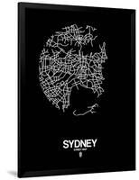 Sydney Street Map Black-NaxArt-Framed Art Print