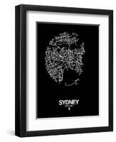 Sydney Street Map Black-NaxArt-Framed Art Print