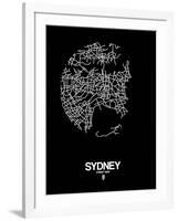 Sydney Street Map Black-NaxArt-Framed Art Print