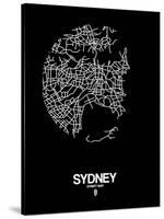 Sydney Street Map Black-NaxArt-Stretched Canvas