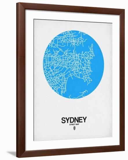 Sydney Street Map Blue-NaxArt-Framed Art Print