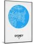 Sydney Street Map Blue-NaxArt-Mounted Premium Giclee Print