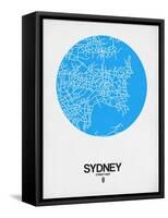 Sydney Street Map Blue-NaxArt-Framed Stretched Canvas