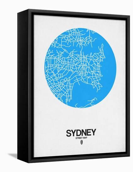 Sydney Street Map Blue-NaxArt-Framed Stretched Canvas