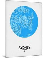 Sydney Street Map Blue-NaxArt-Mounted Art Print