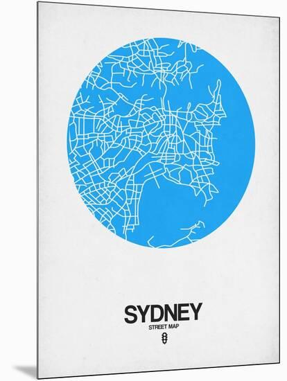 Sydney Street Map Blue-NaxArt-Mounted Art Print