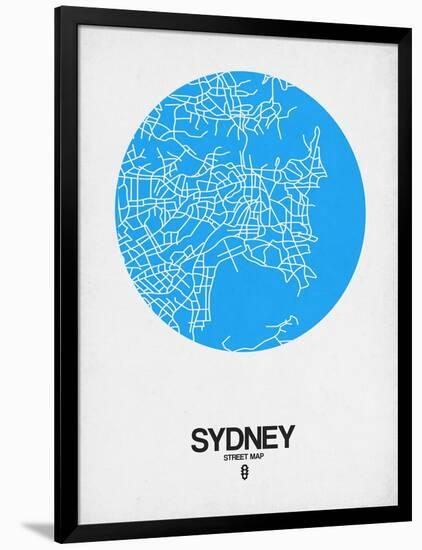 Sydney Street Map Blue-NaxArt-Framed Art Print