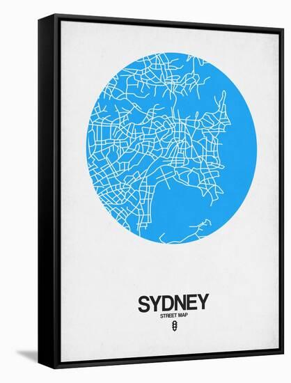 Sydney Street Map Blue-NaxArt-Framed Stretched Canvas