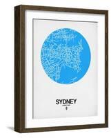 Sydney Street Map Blue-NaxArt-Framed Art Print