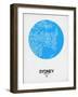 Sydney Street Map Blue-NaxArt-Framed Art Print