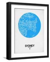 Sydney Street Map Blue-NaxArt-Framed Art Print