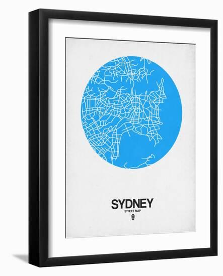 Sydney Street Map Blue-NaxArt-Framed Art Print