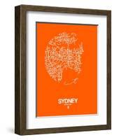 Sydney Street Map Orange-NaxArt-Framed Art Print