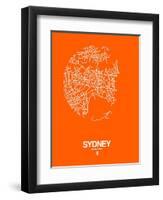 Sydney Street Map Orange-NaxArt-Framed Art Print