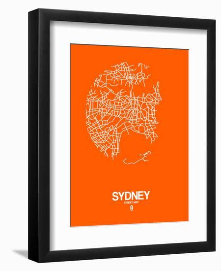 Sydney Street Map Orange-NaxArt-Framed Art Print