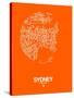 Sydney Street Map Orange-NaxArt-Stretched Canvas