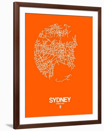 Sydney Street Map Orange-NaxArt-Framed Art Print