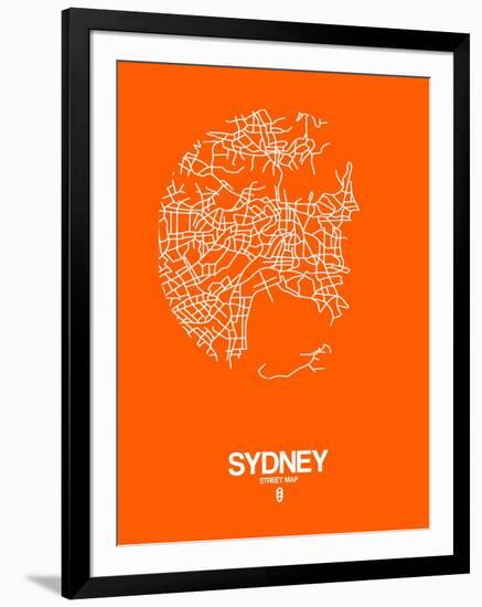 Sydney Street Map Orange-NaxArt-Framed Art Print